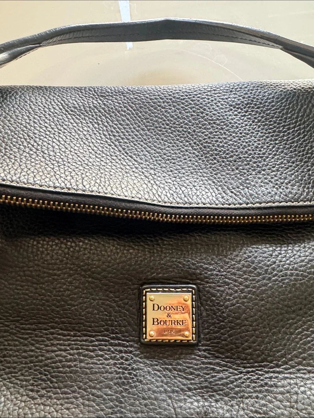 Dooney & Bourke Black Pebbled Leather Hobo with Tassel Accents